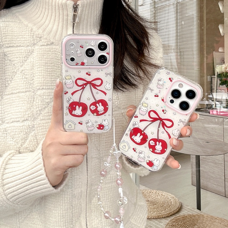 Cute Cartoon Wrist Strap Silicone Case - Funda de teléfono con diseño de