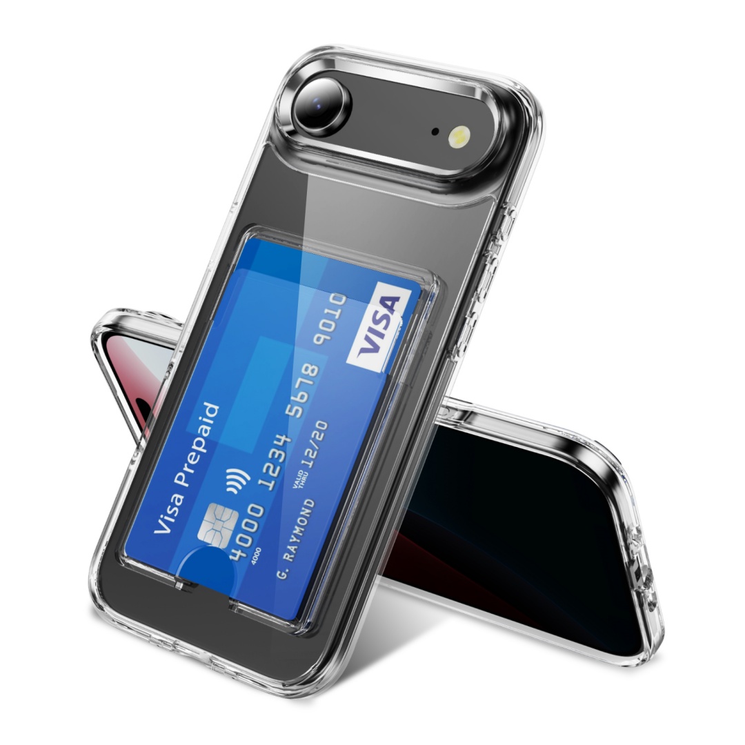 Clear Shockproof Bumper Case - Funda tipo billetera con ranura para