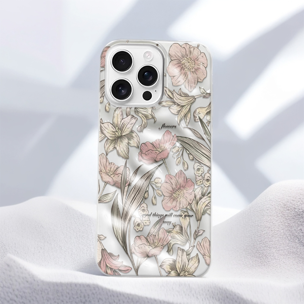 Vintage Floral Pattern Soft Case - Funda de Teléfono Suave de TPU
