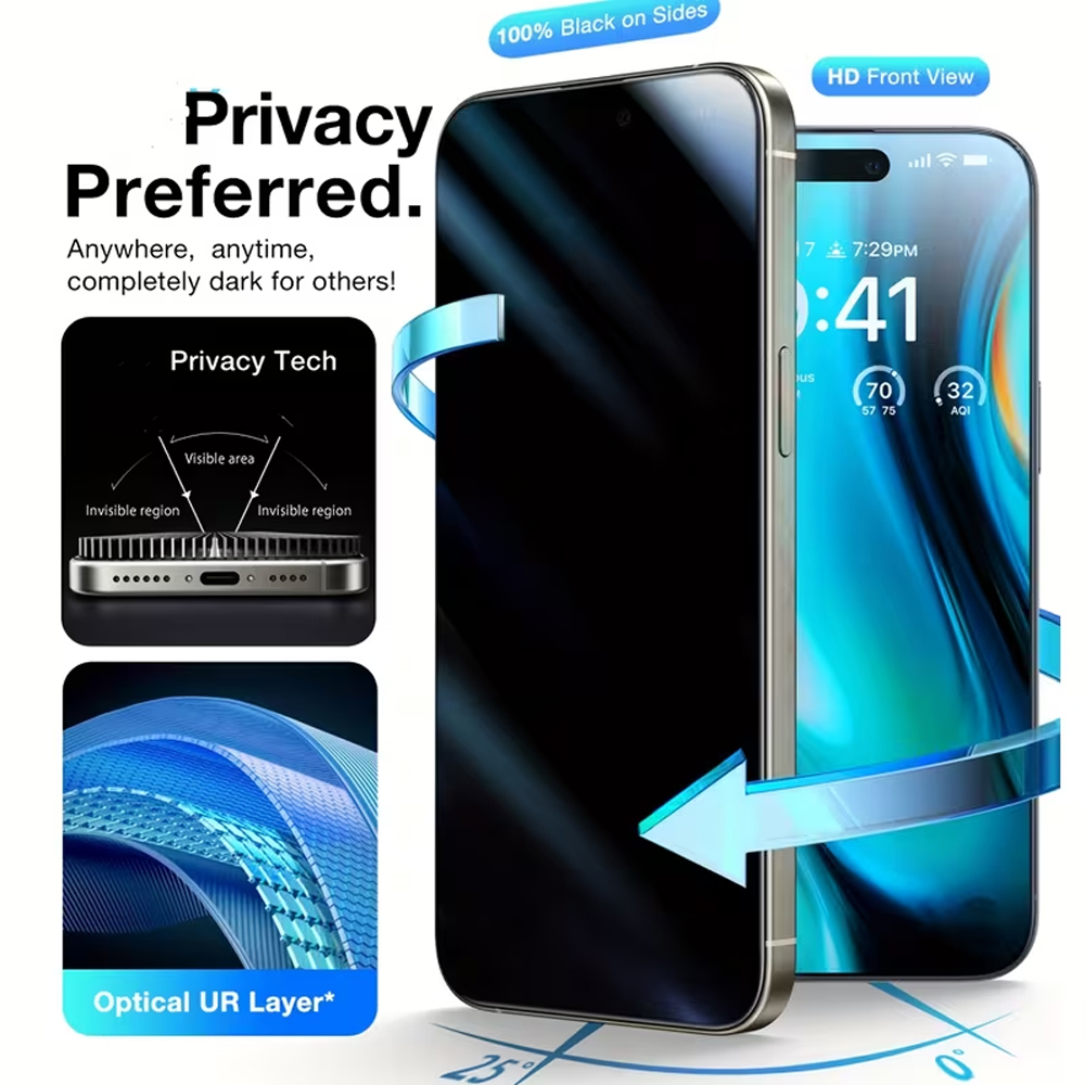 1-5PCS Protector de Pantalla d - Anti Peek Privacy Tempered Glass reseña y precio