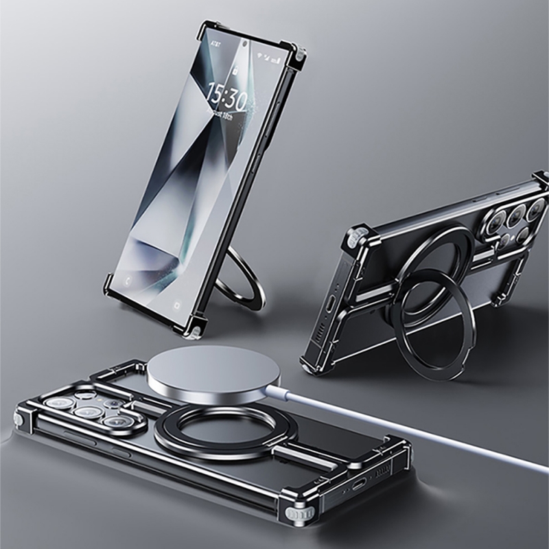 Funda de teléfono con soporte  - Metal Bumper Aluminum Frame Case reseña y precio