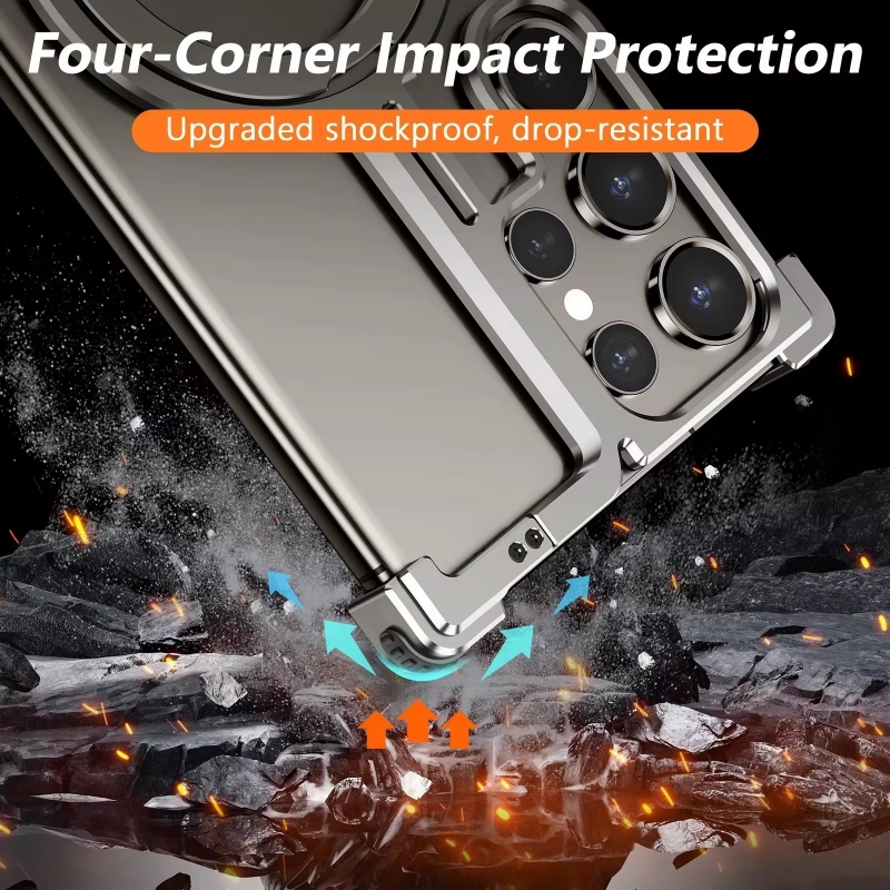 Funda de teléfono con soporte  - Metal Bumper Aluminum Frame Case reseña y precio